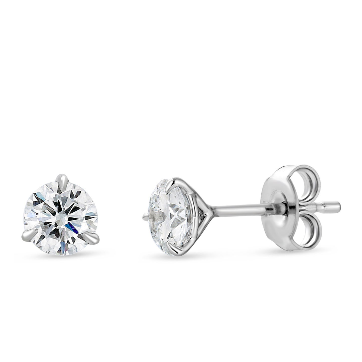 1.5cttw lab grown diamond martini stud earrings 14K white gold EF VS clean product image