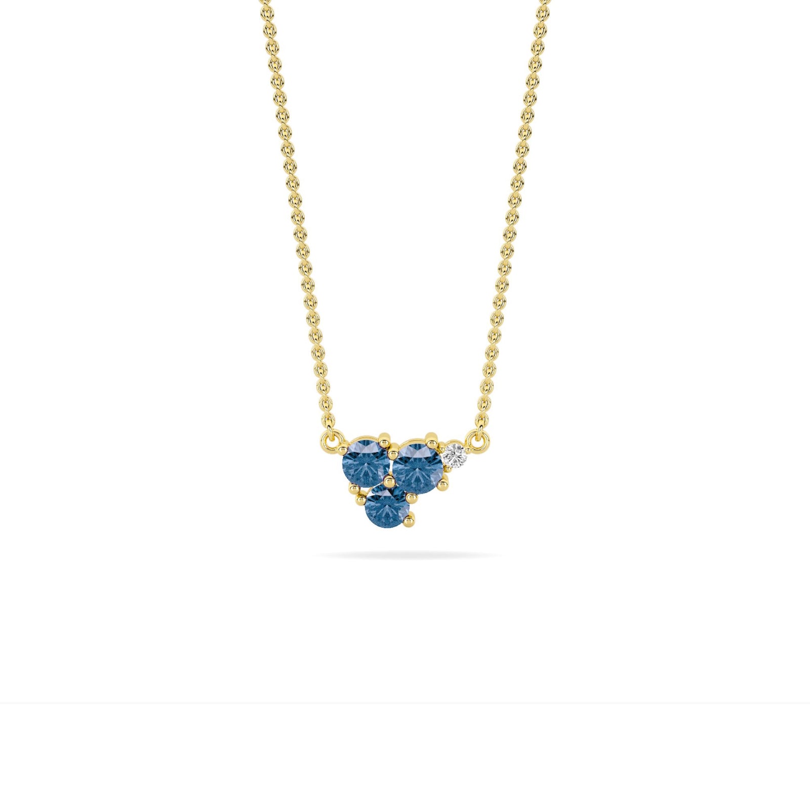 Celeste Collection 0.73cttw Four Stone Cluster Pendant - Prong Set White & Blue Lab Grown Diamonds in 14K Yellow Gold