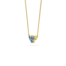 Celeste Collection 0.73cttw Four Stone Cluster Pendant - Prong Set White & Blue Lab Grown Diamonds in 14K Yellow Gold