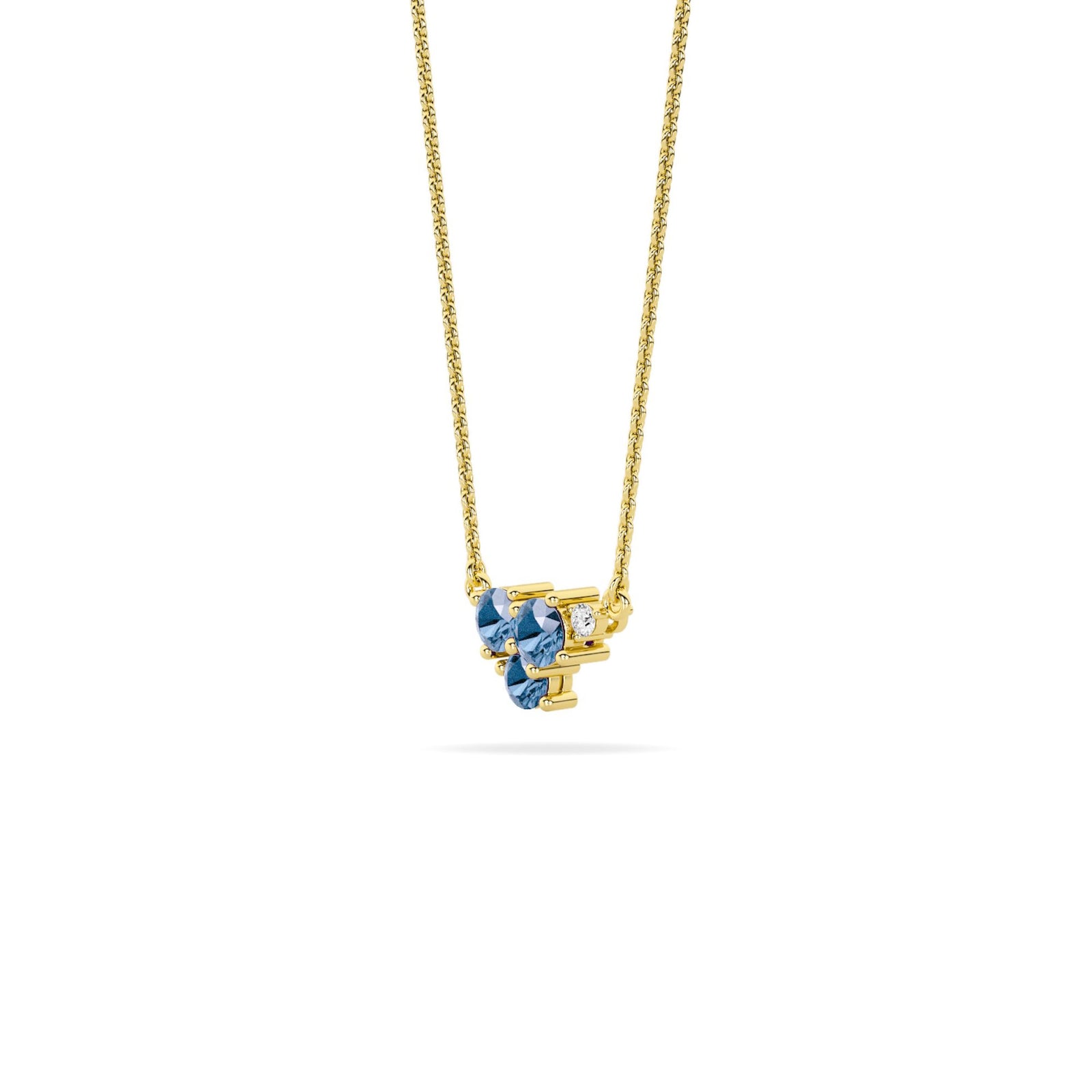 Celeste Collection 0.73cttw Four Stone Cluster Pendant - Prong Set White & Blue Lab Grown Diamonds in 14K Yellow Gold