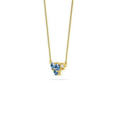 Celeste Collection 0.73cttw Four Stone Cluster Pendant - Prong Set White & Blue Lab Grown Diamonds in 14K Yellow Gold