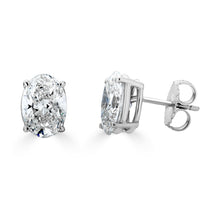 Classic Oval Stud Earrings in White Gold