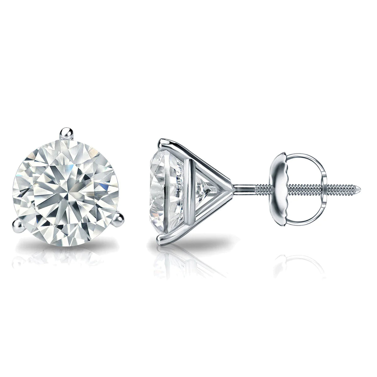 Classic Round Stud Earrings 14K White Gold