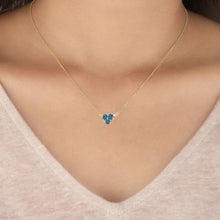 Celeste Collection 0.73cttw Four Stone Cluster Pendant - Prong Set White & Blue Lab Grown Diamonds in 14K Yellow Gold