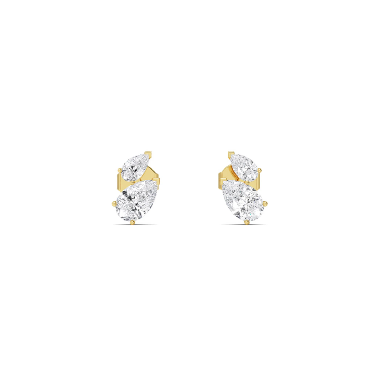 Ascent duo pear diamond climber studs EF VS lab created white background jewelry photography