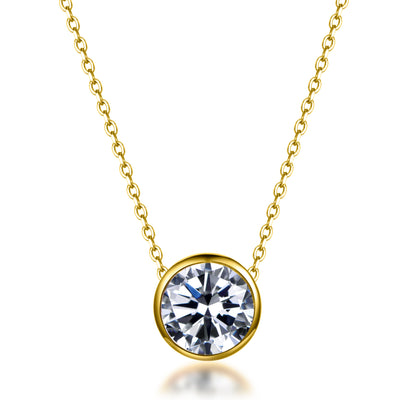 The Noura Round Bezel Set Diamond Pendant 1.5cttw