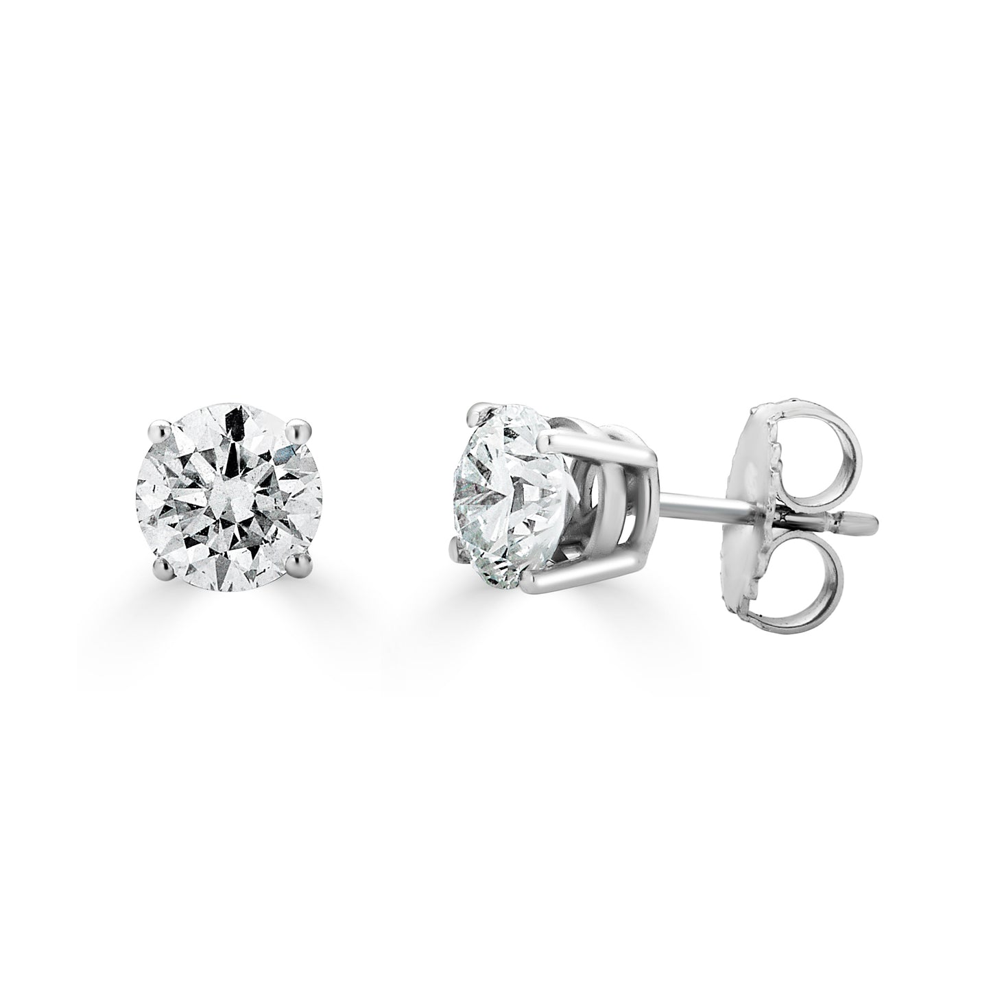 Classic round diamond stud earrings 14K gold lab grown IGI certified F VS clarity minimalist product image
