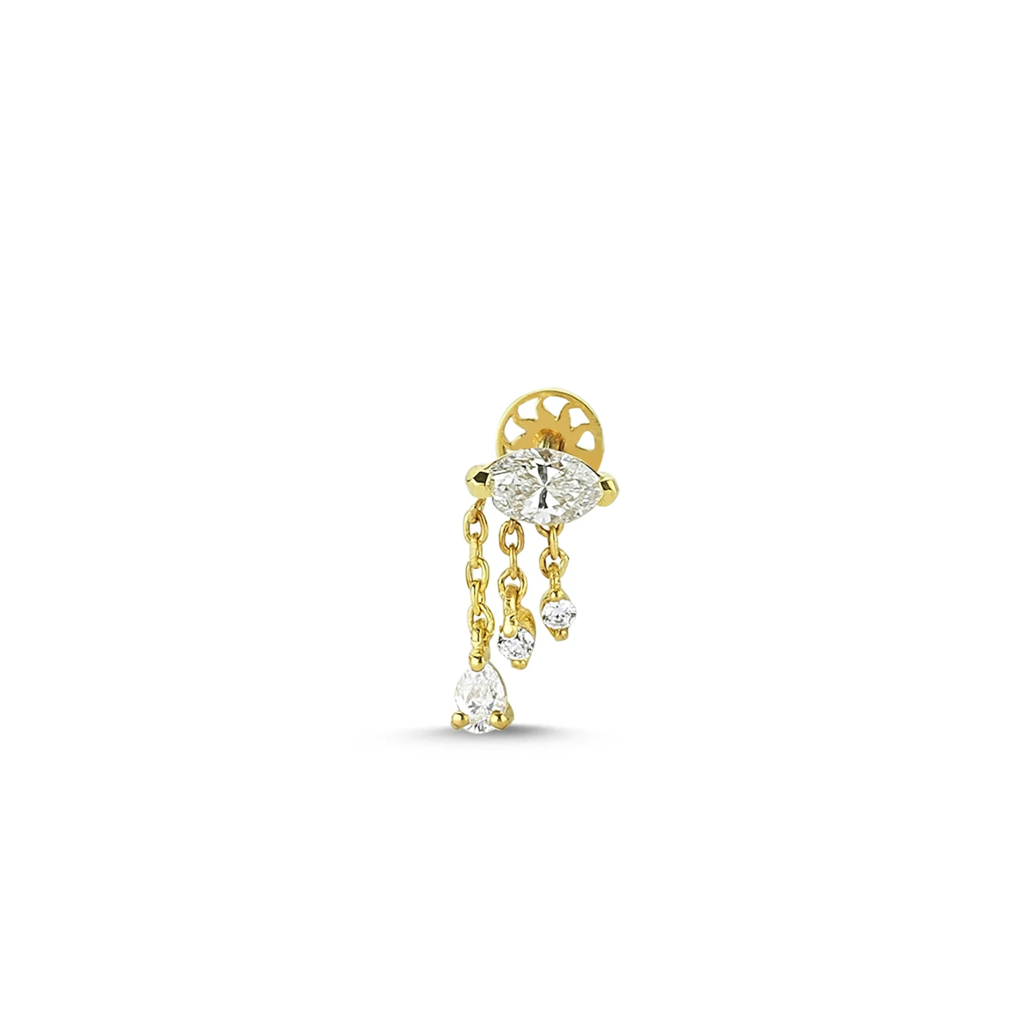 Elaina Lumeniri lab grown diamond stud earring isolated white background elegant modern jewelry design