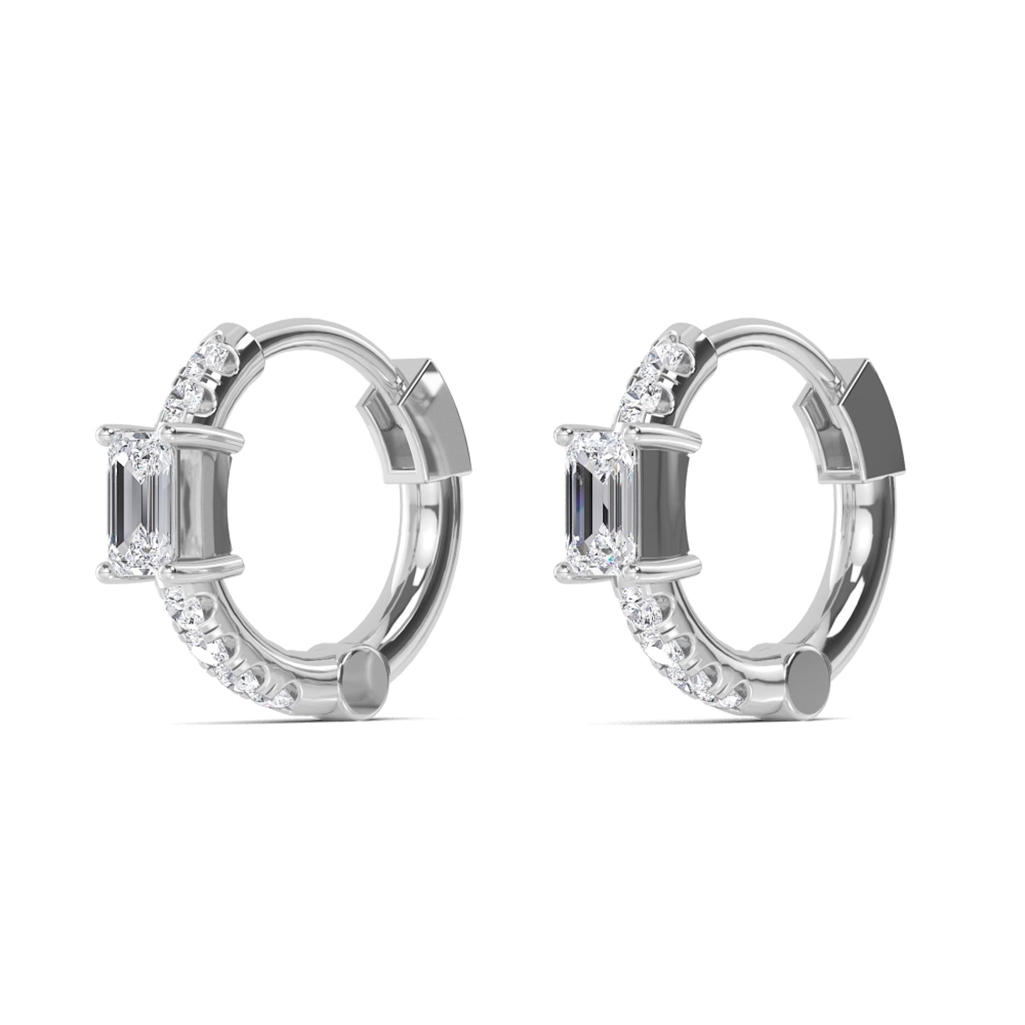 Elegant Nova pear climber earrings by Lumeniri featuring three pear cut lab grown diamonds in 14K white gold