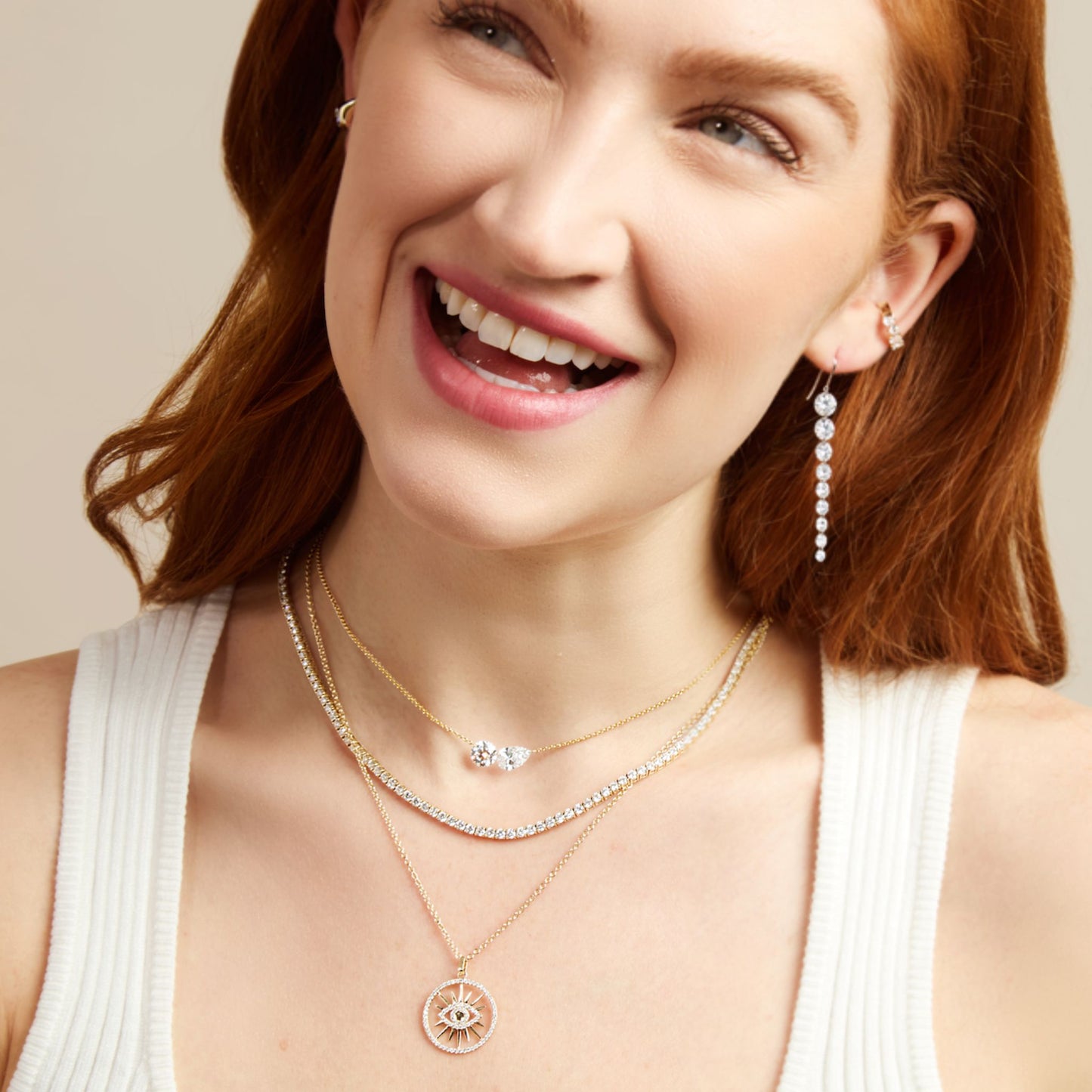 Graduated Pierced Diamond Drop Earrings 7.03 carats of lab-grown diamonds in 14K Gold by Lumeniri