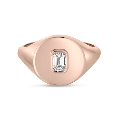 The Oran Round Emerald Cut Signet