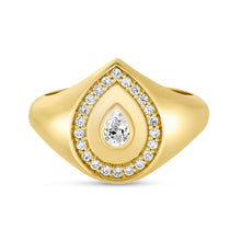 Lito Pear Halo Signet Ring