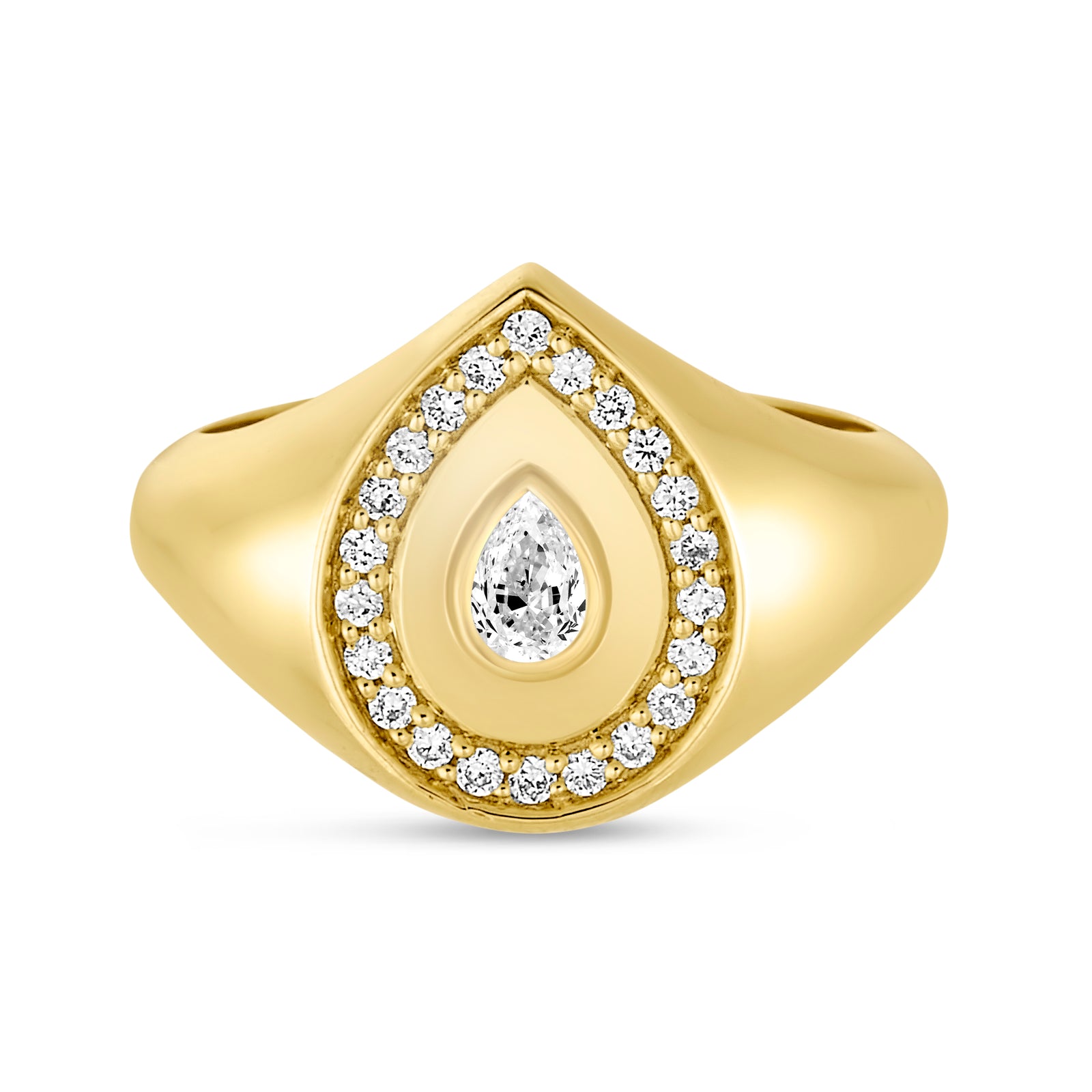 The Oran Pear Halo Signet