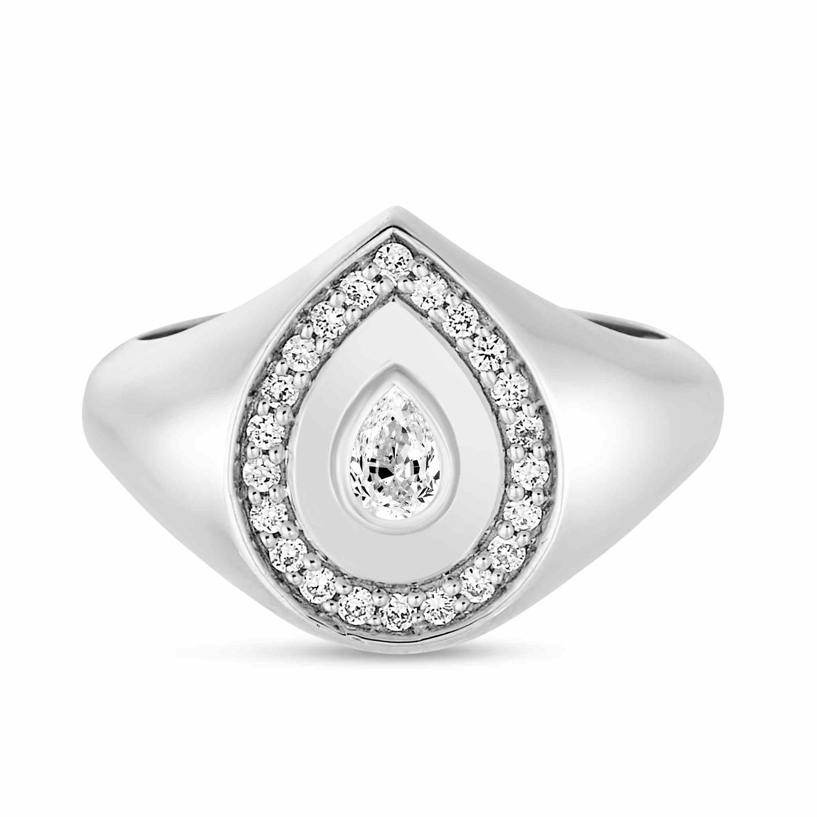 Lito Pear Halo Signet Ring