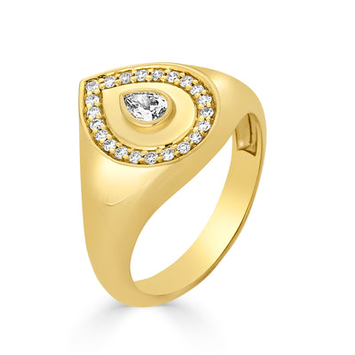 The Oran Pear Halo Signet