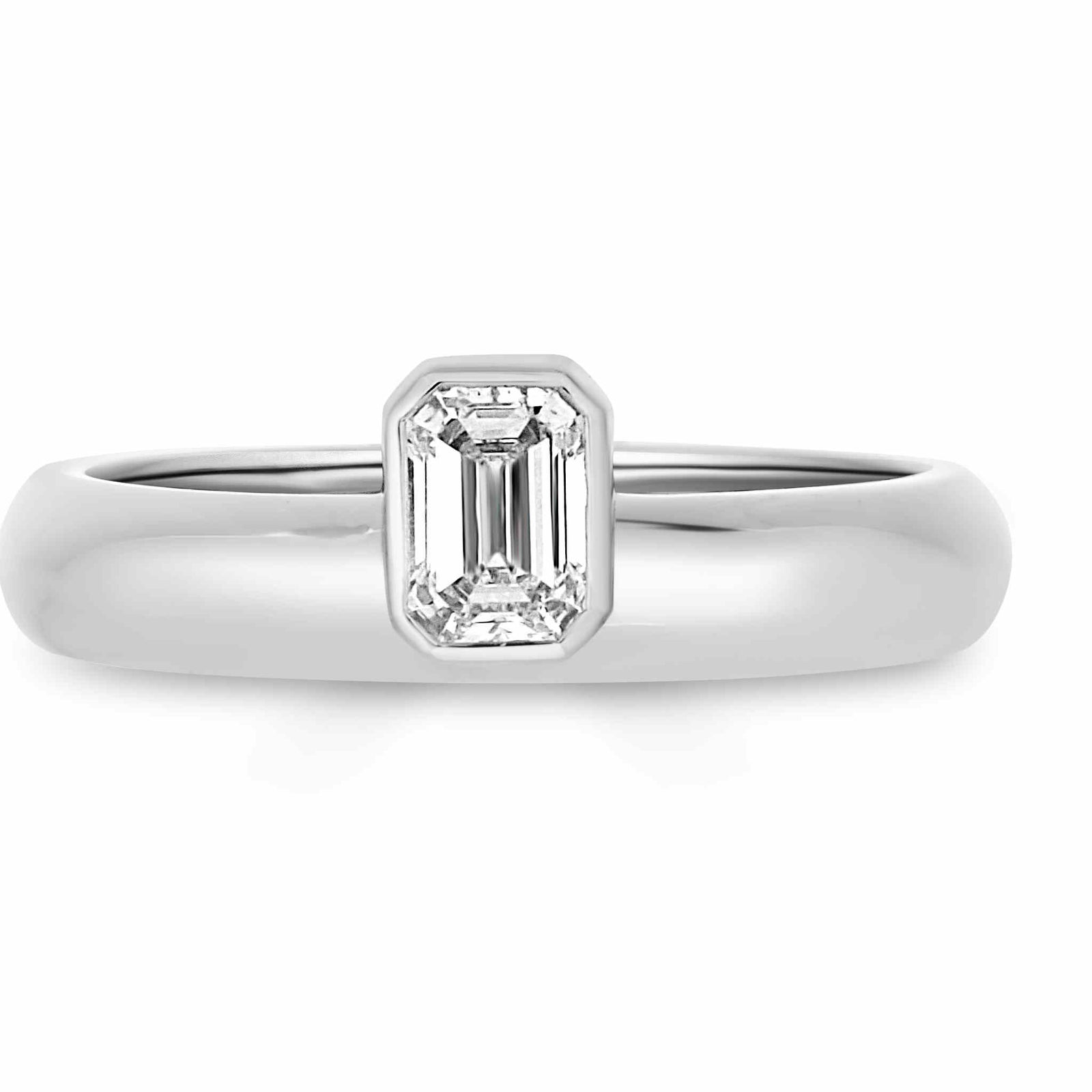 Nadia Offset Emerald Cut Bezel Set Band