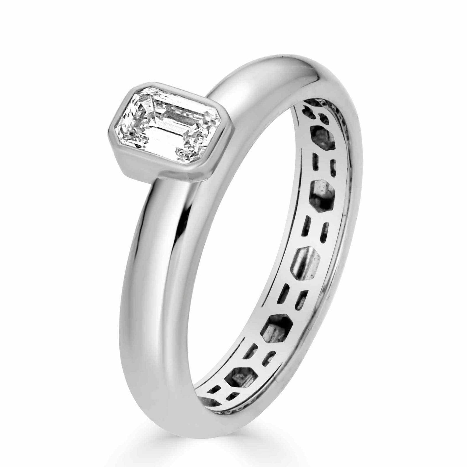 Nadia Offset Emerald Cut Bezel Set Band