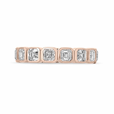 Lucia Bezel Set 3.2 ct of Lab Grown Diamonds Asscher Cut  Eternity Band 14K Yellow Gold