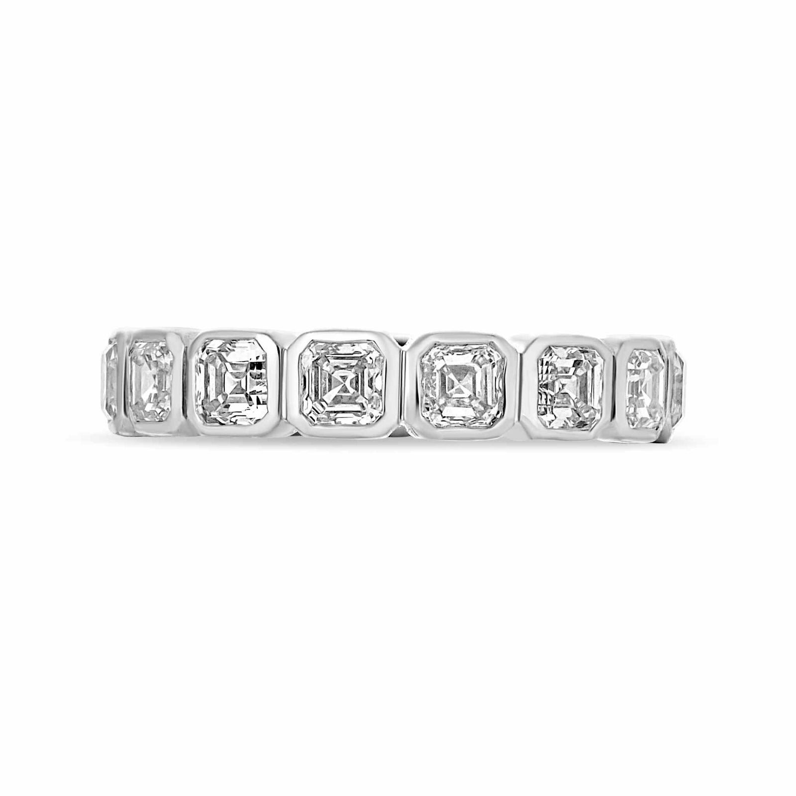 Lucia Bezel Set 3.2 ct of Lab Grown Diamonds Asscher Cut  Eternity Band 14K Yellow Gold