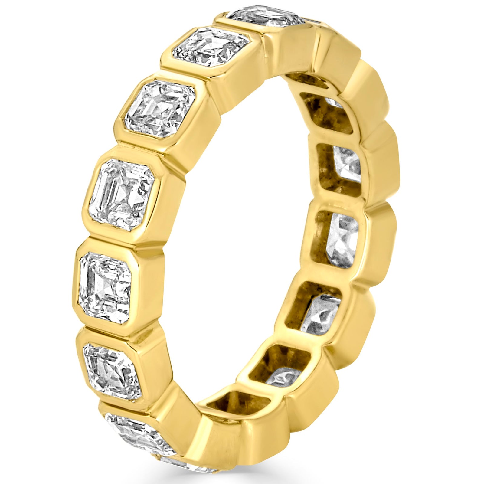 Lucia Bezel Set 3.2 ct of Lab Grown Diamonds Asscher Cut  Eternity Band 14K Yellow Gold