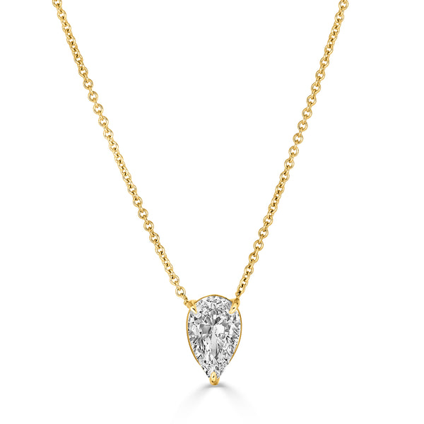 The Mira Solitaire Pear Pendant 1.30cttw 14K Gold