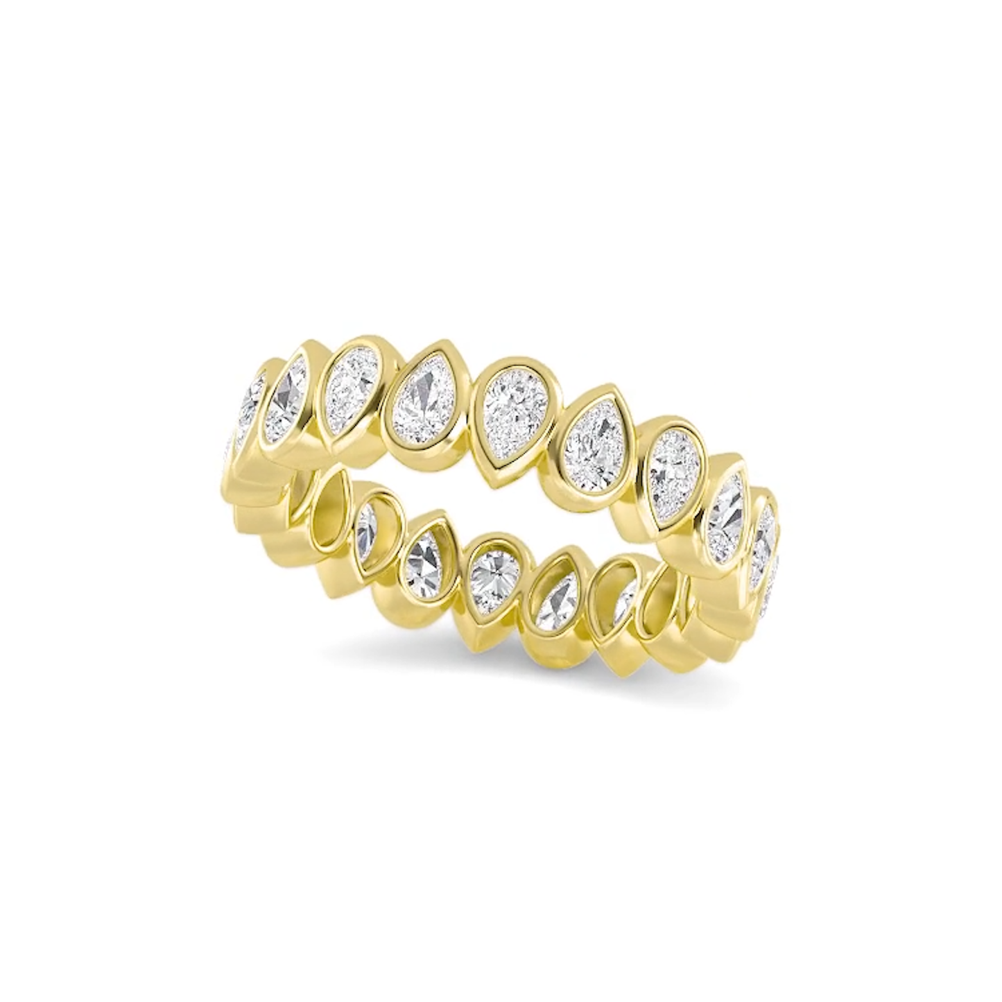 Lumeniri 14K yellow gold half eternity pinky ring featuring alternating pear-shaped lab-grown diamonds