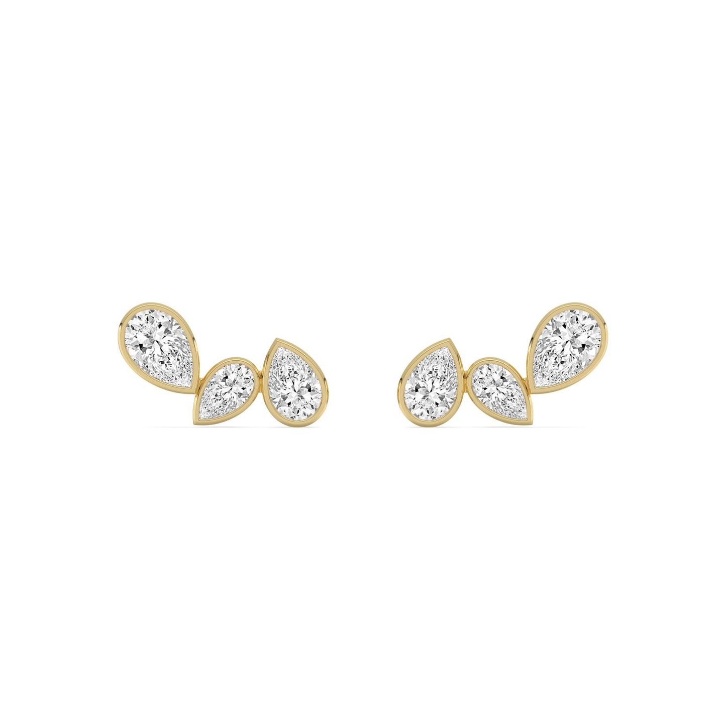 Lumeniri Alina pear climber earrings featuring mixed-size lab grown diamonds in 14K yellow gold six stone design