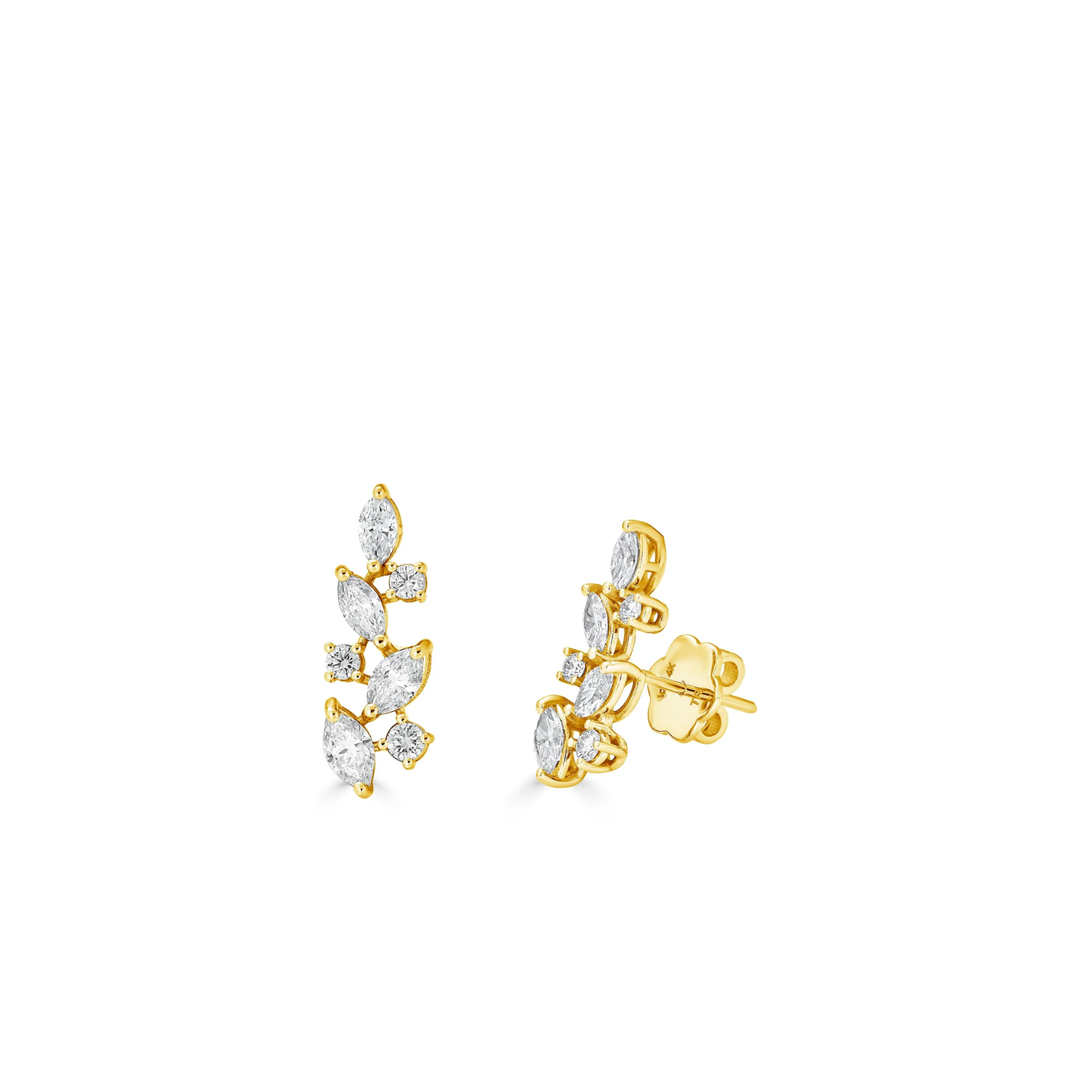 Lumeniri Aurora Petite Climber earrings F-G VS lab created diamonds clean white background luxury jewelry image