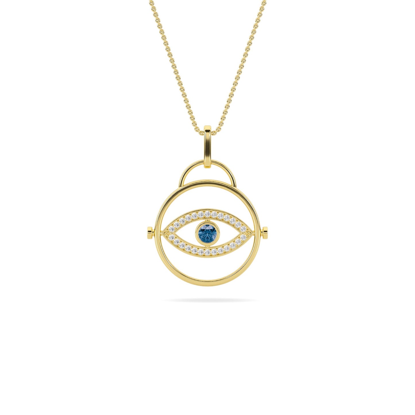 Lumeniri Evil Eye 0.46cttw Blue and White Lab Grown Diamond Pendant Necklace