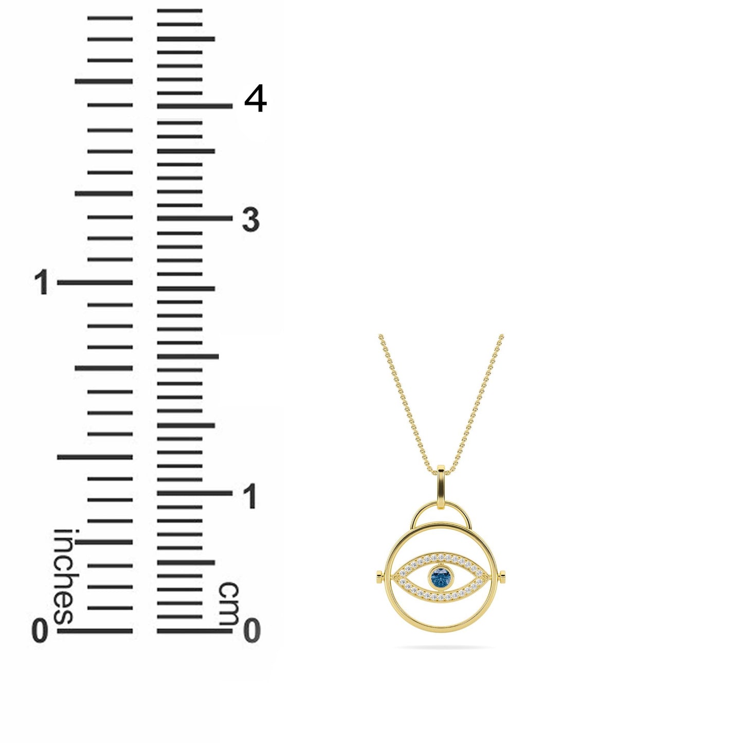Lumeniri Evil Eye Blue Lab Grown Diamond Pendant Size Guide