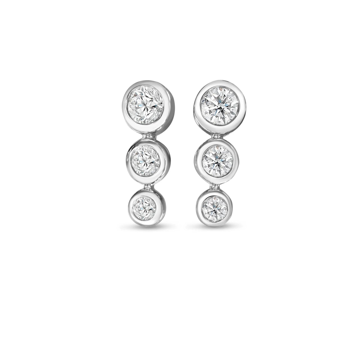 Lumeniri Izzy mini studs round lab diamonds 14K white gold minimalist white background product photography