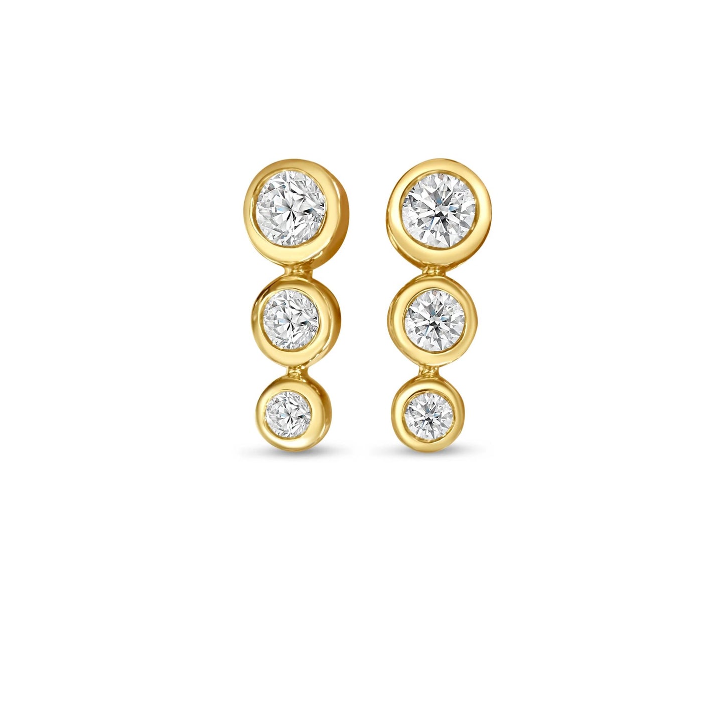 Lumeniri Izzy mini studs round lab diamonds 14K yellow gold minimalist white background product photography