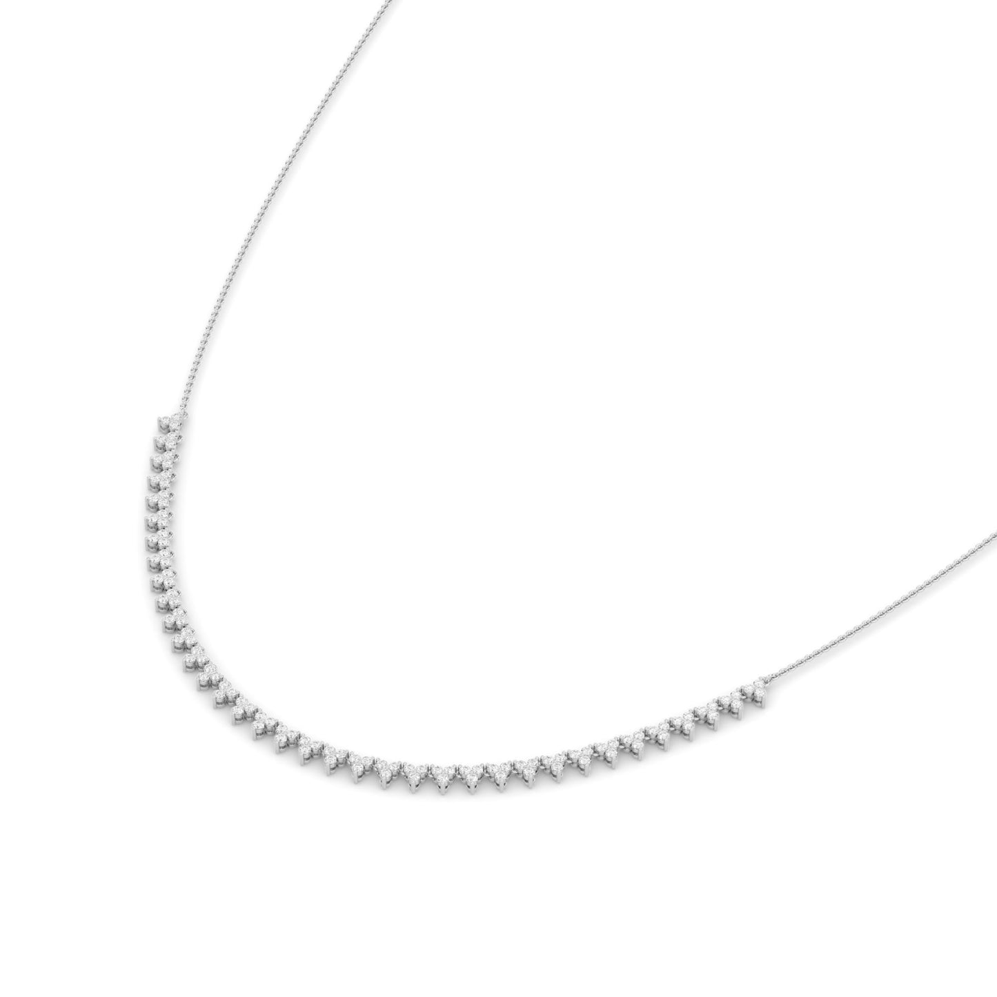 Lumeniri Kelli Trilogy Necklace by Lumeniri featuring three radiant lab grown diamonds in elegant 14K gold pendant composition on white background.
