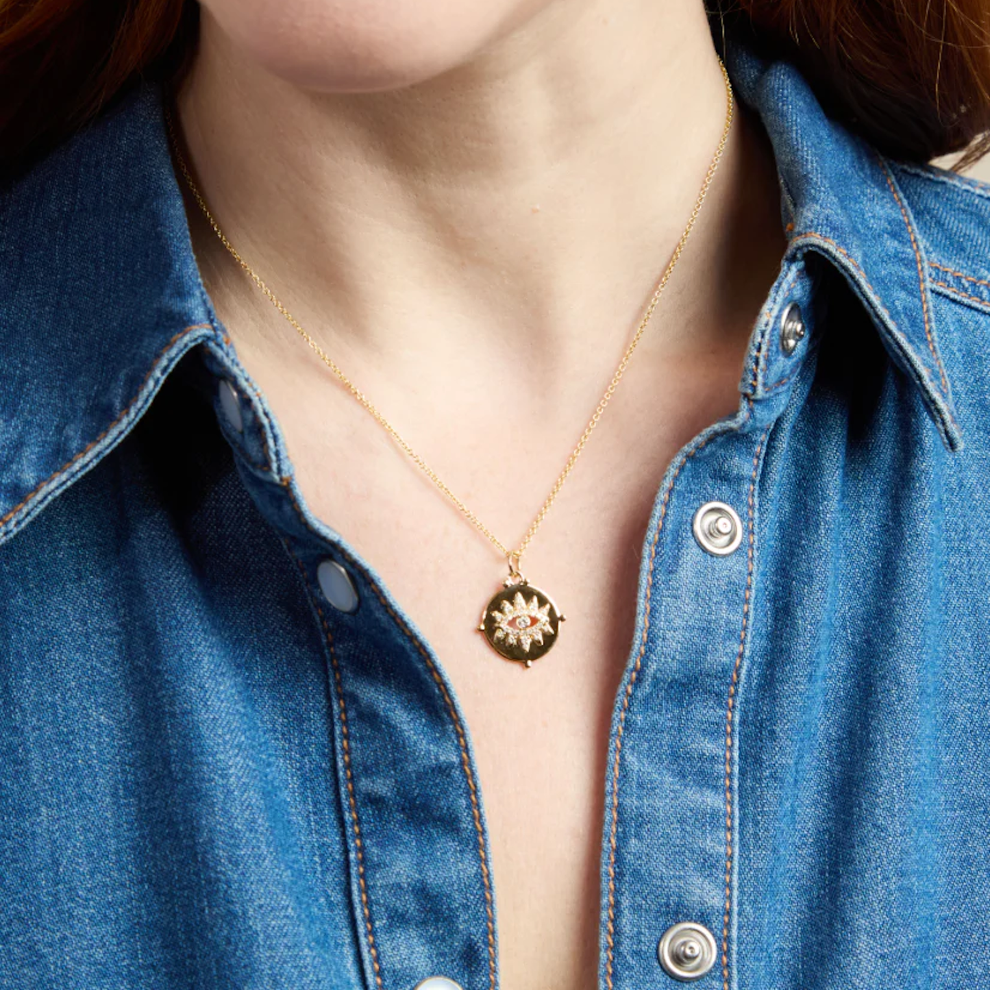 Lumeniri Lucent Muse Charm 15mm, Protective Eye design, 0.19ct lab-grown diamonds in 14K gold.
