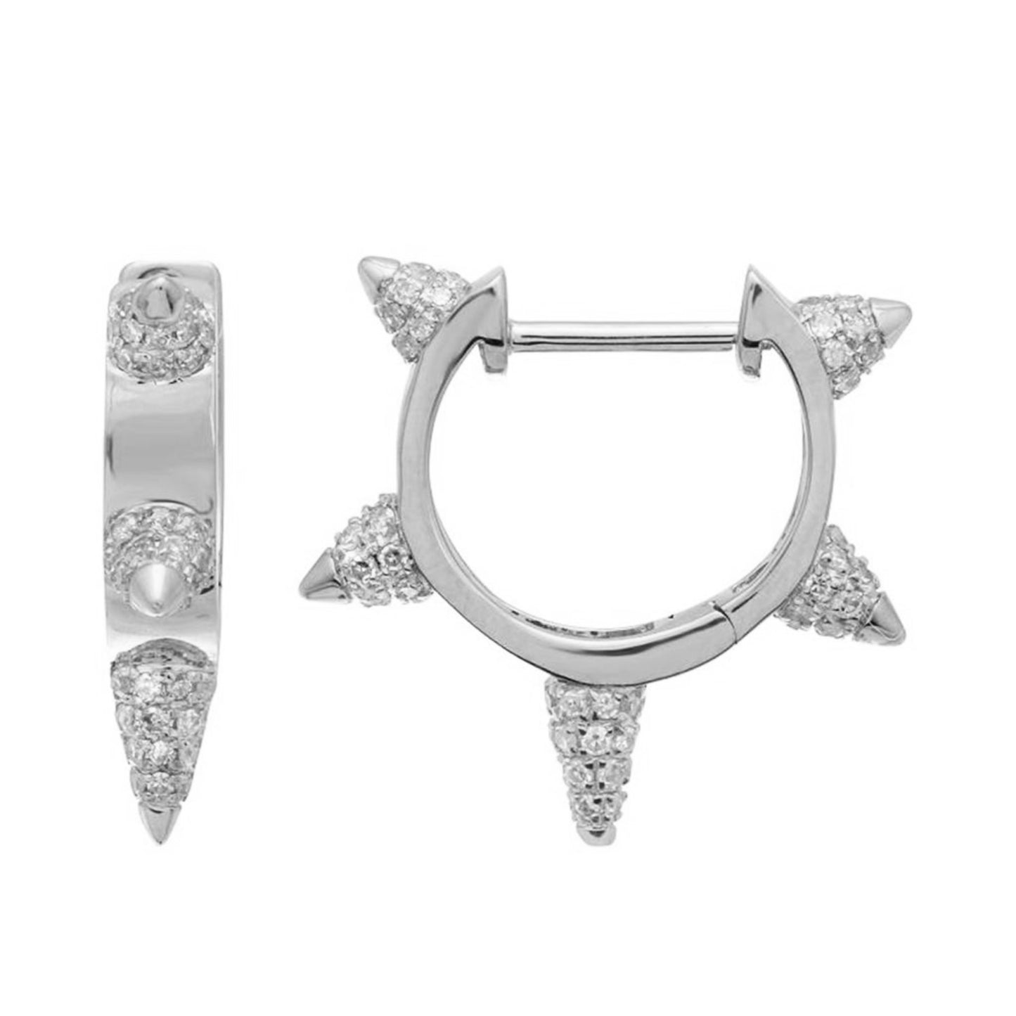 Lumeniri Lumeniri Espiga huggies with 0.52ct lab grown diamonds in elegant sustainable 14K gold luxury earrings on white background.