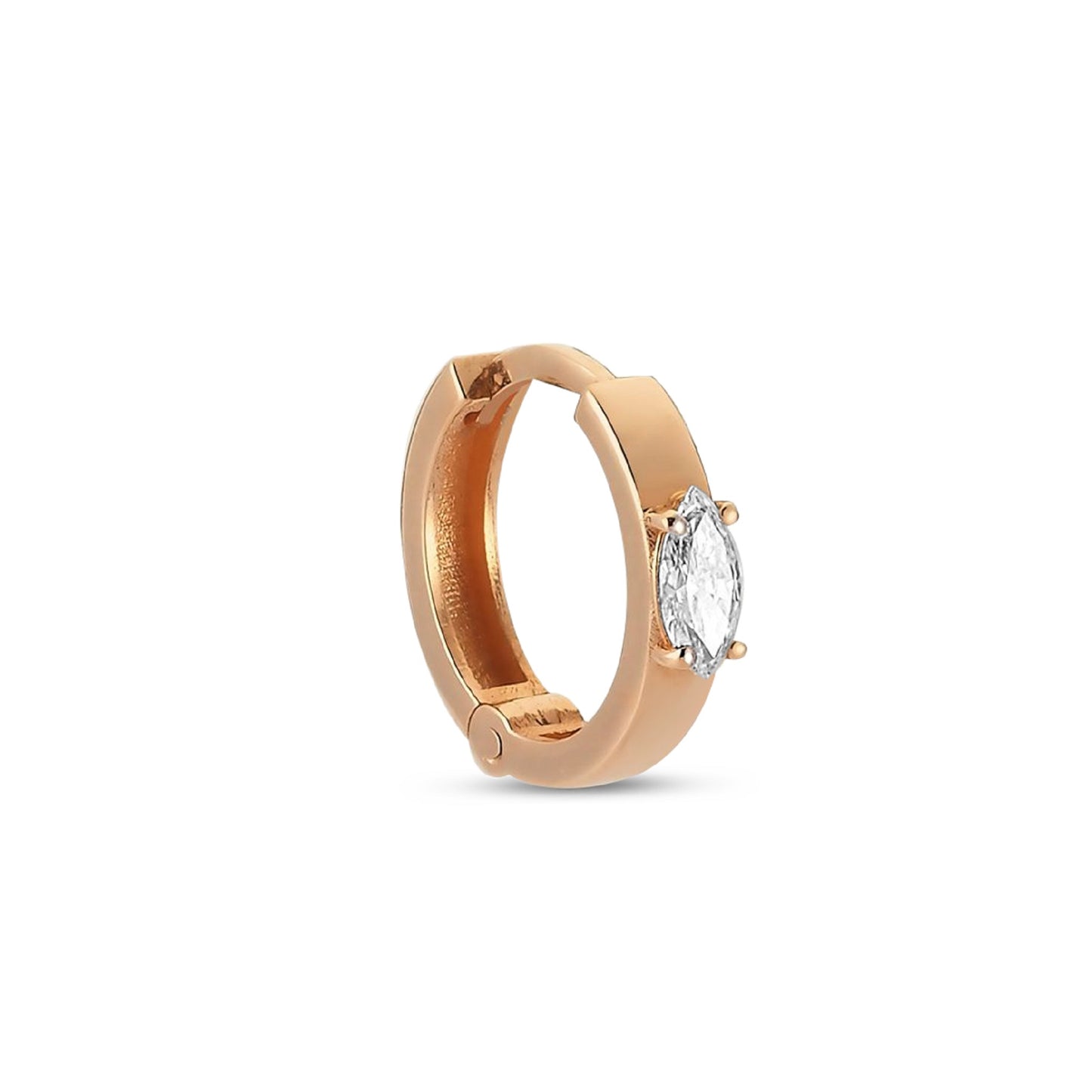 Lumeniri Lumeniri The Fana hoop earrings with minimalist diamond detailing in 14K gold sustainable luxury design and polished finish on white background.