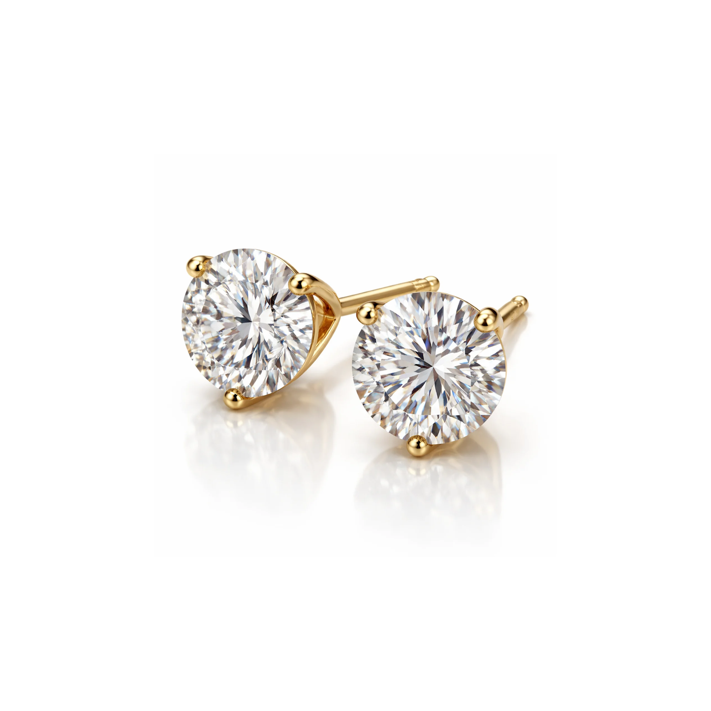 Lumeniri Martini 3ct Diamond Stud Earrings featuring a sleek 3-prong martini setting, displayed on a white background to emphasize the diamonds' exceptional E color and VS1 clarity.
