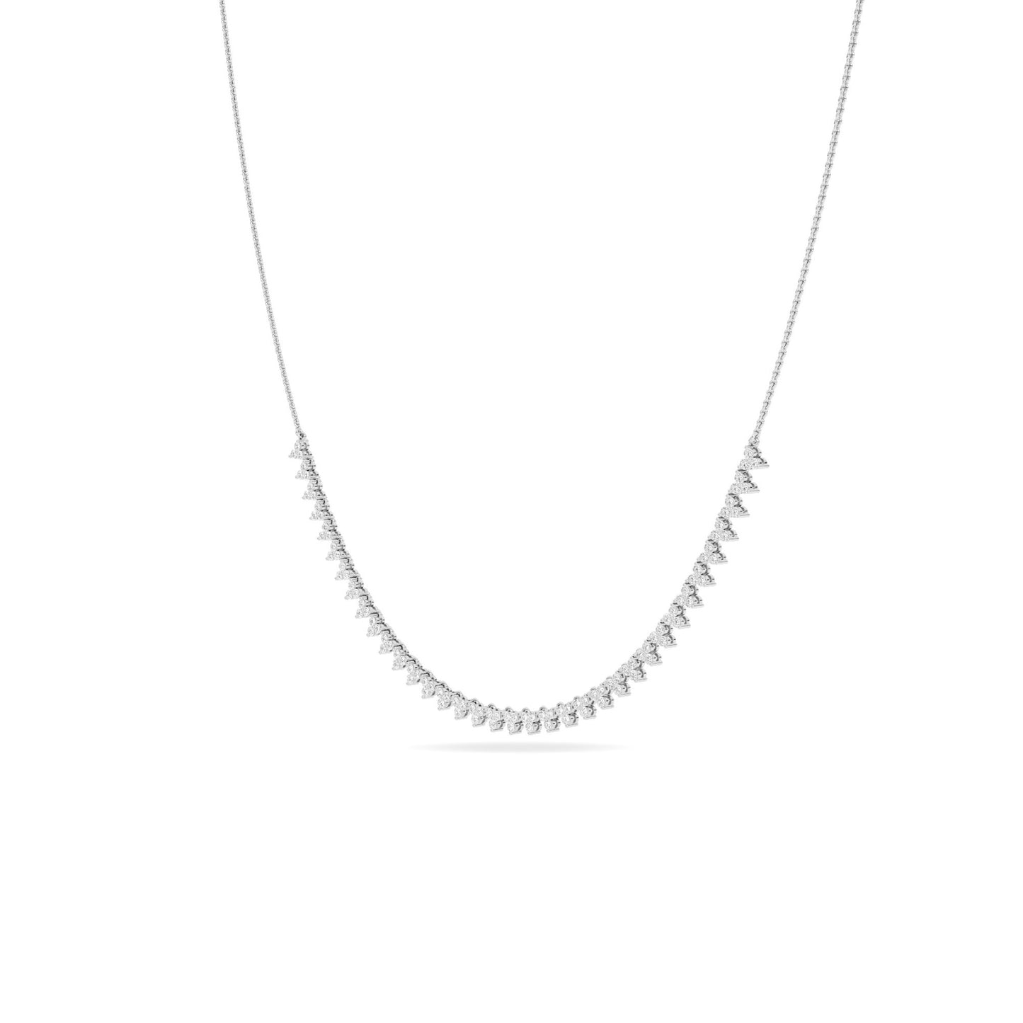 Lumeniri Minimalist product image of The Kelli Trilogy Necklace with lab grown diamonds in refined 14K gold sustainable jewelry design on white background.