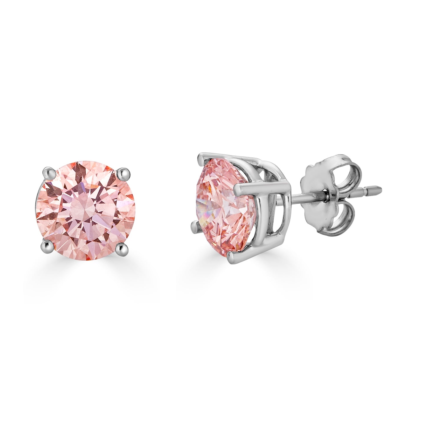 Lumeniri Rosé Collection Round Pink LGD Stud Earrings with 3.00ctw of vivid pink lab-grown diamonds, set in 14K Gold, displayed on a white background for a minimalist look.