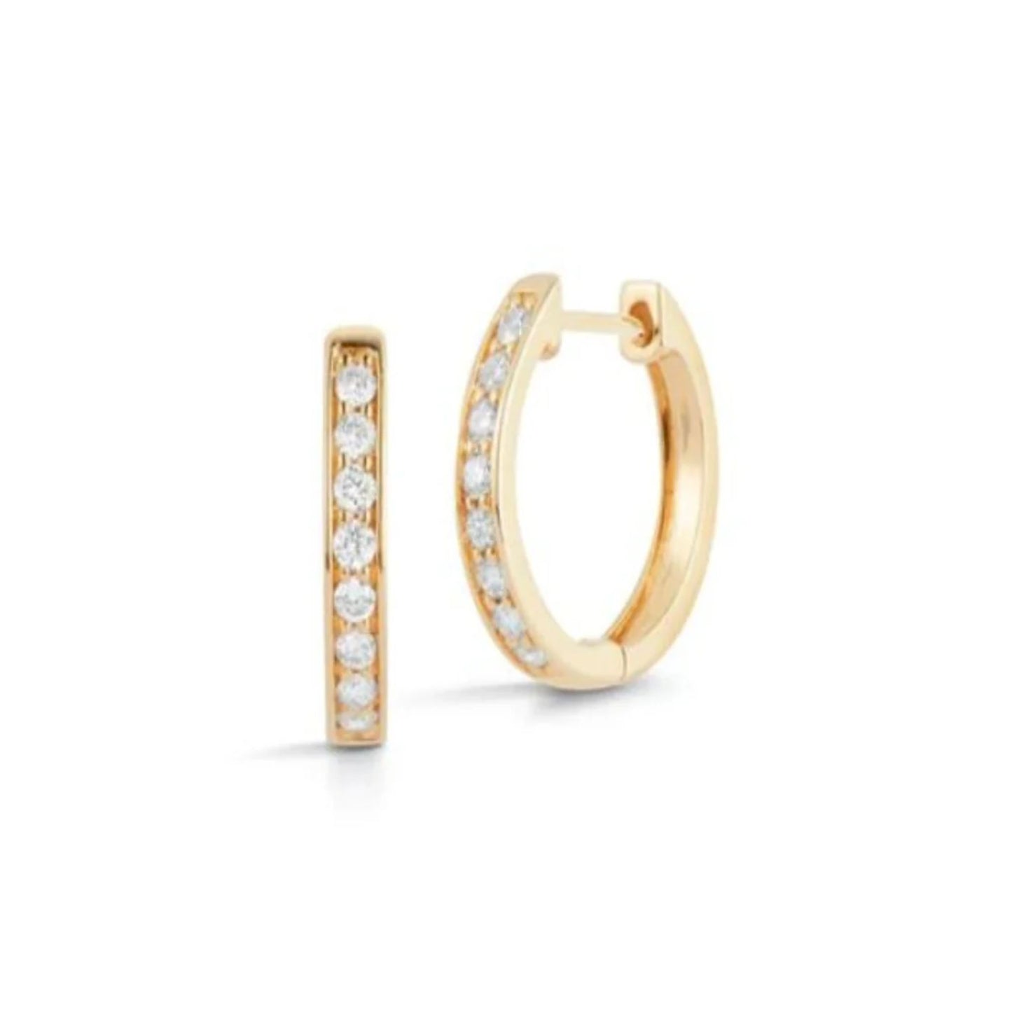 Lumeniri The Eleni Hoop Earrings with 0.39 carats of F-G, VS lab diamonds in 14K Gold displayed on a white background for a clean, elegant look.