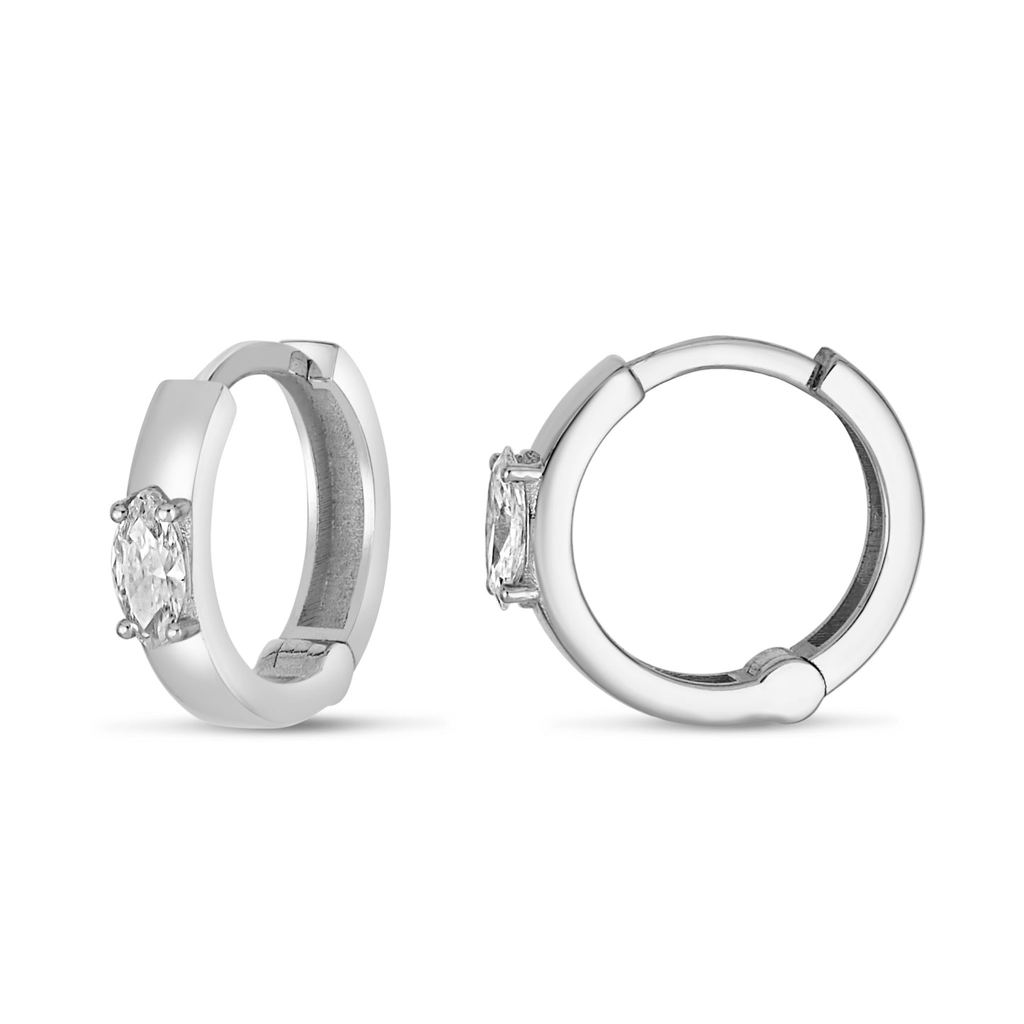 Lumeniri The Fana single hoop by Lumeniri showcasing 0.14ct lab grown diamonds in sleek minimalist 14K gold everyday luxury design on white background.