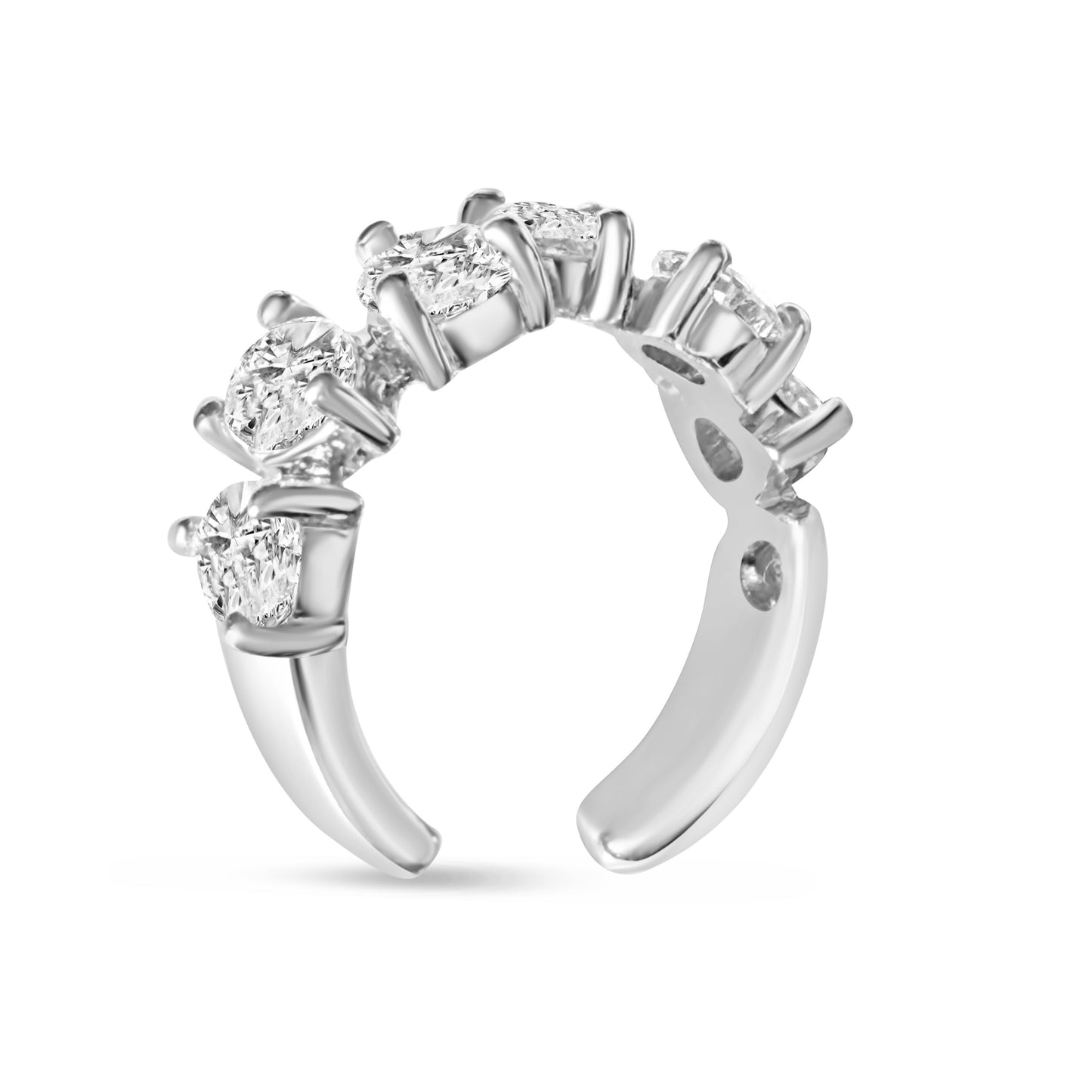 Lumeniri The Helene cuff culture earcuff featuring 0.60ctw pear shaped lab grown diamonds, genderless 14K gold modern jewelry design on white background.