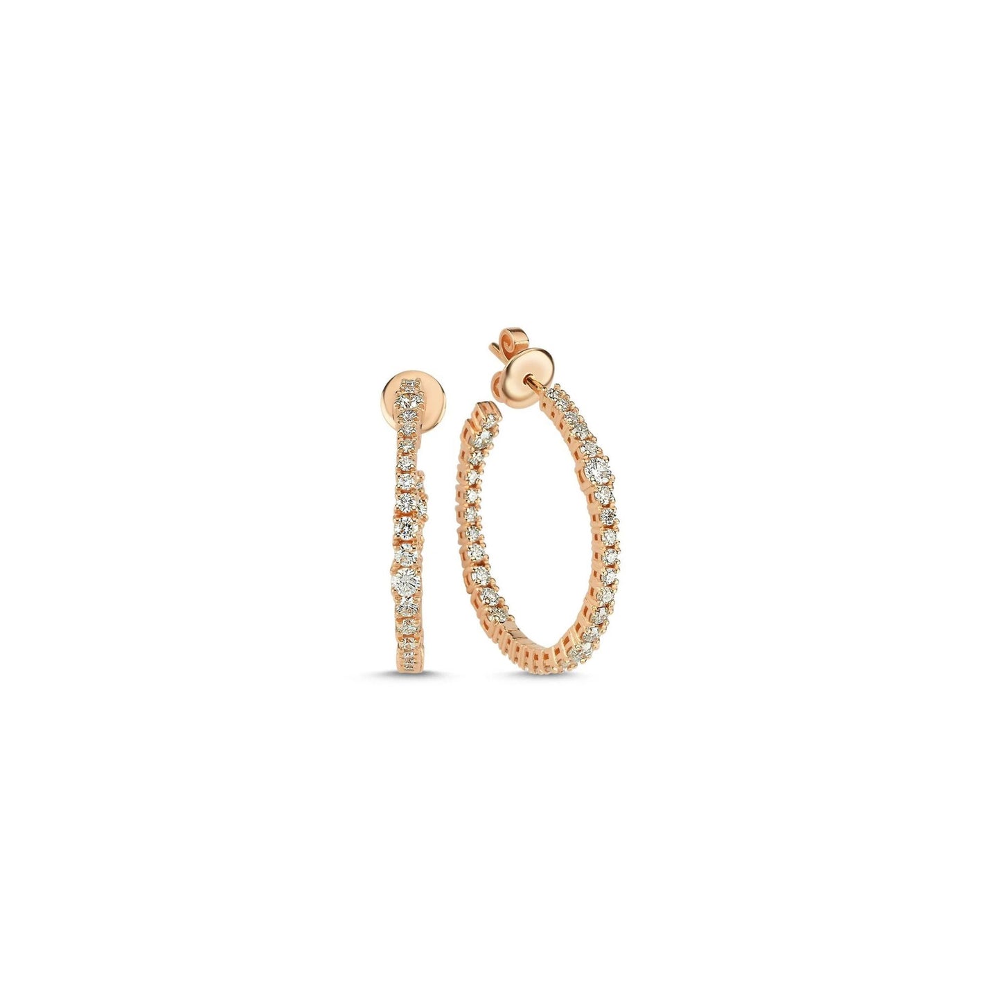 Lumeniri The Inara hoop earrings featuring 1.8ct round F-G VS lab grown diamonds in 14K gold luxury fine jewelry design on white background.