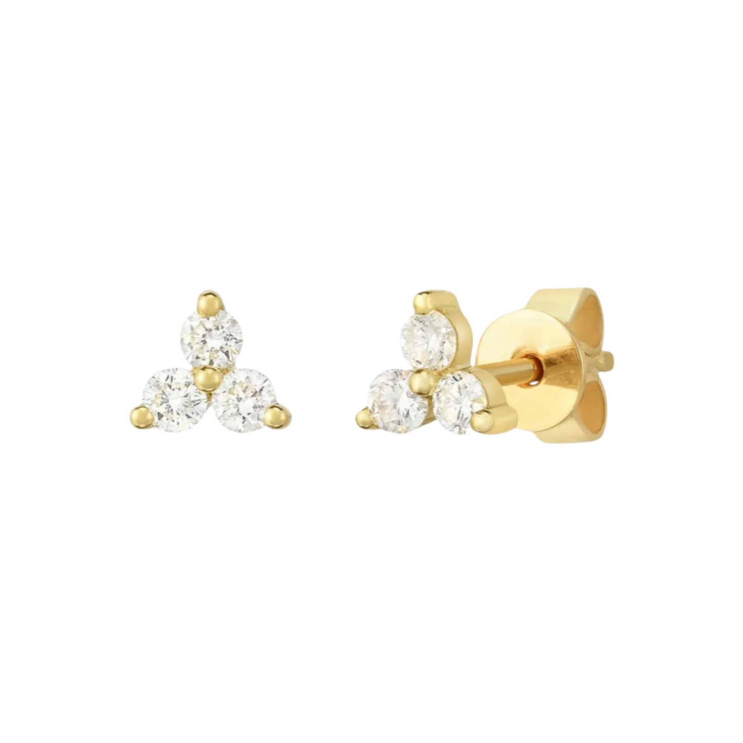 Lumeniri The Kelli Trilogy Stud Earrings featuring 0.30ctw of lab-grown diamonds in 14K Yellow Gold, displayed on a white background for a minimalist and sophisticated look.