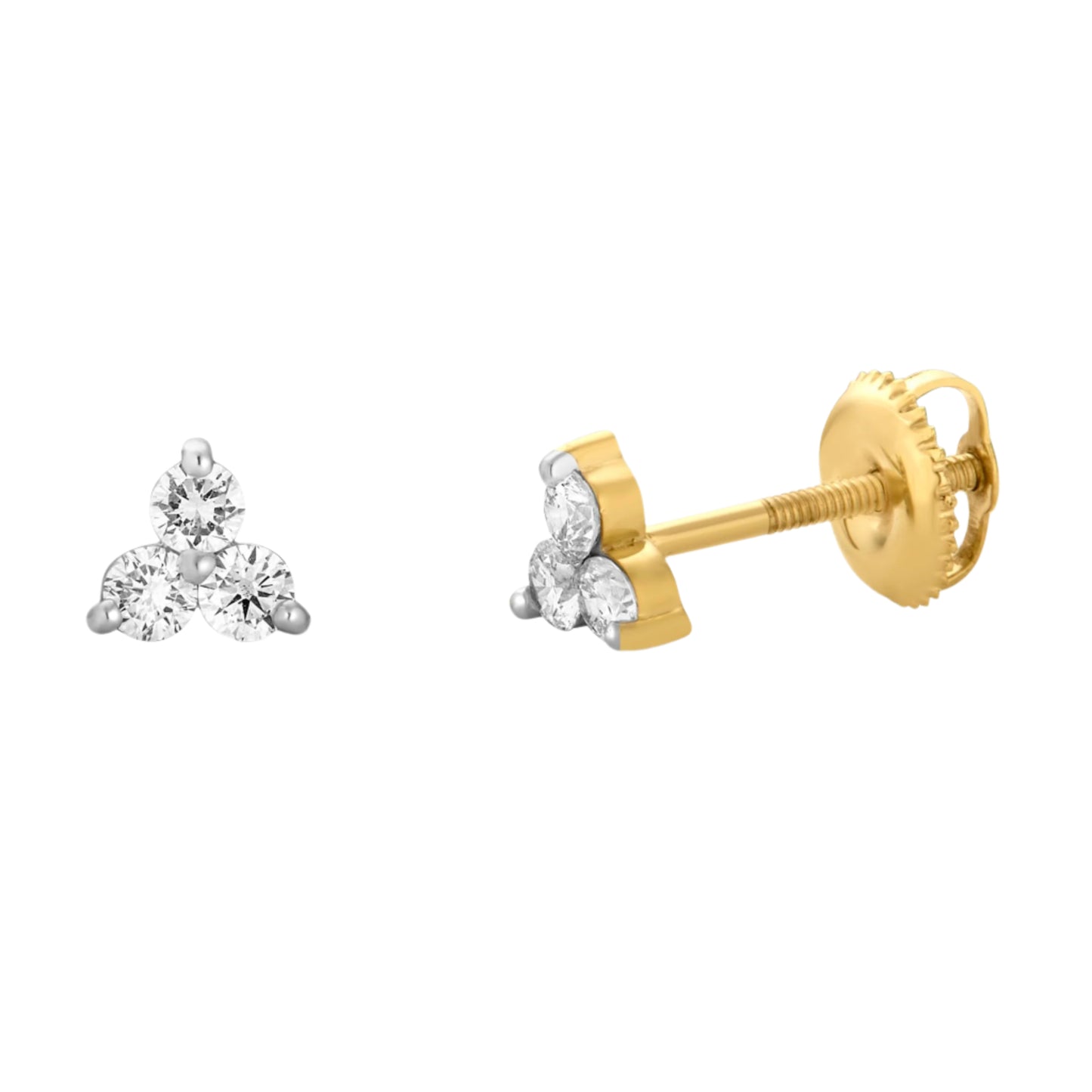 Lumeniri The Kelli Trilogy Studs with EF color, VS clarity lab-grown diamonds in a 14K White Gold setting, presented on a white background for maximum clarity and elegance.