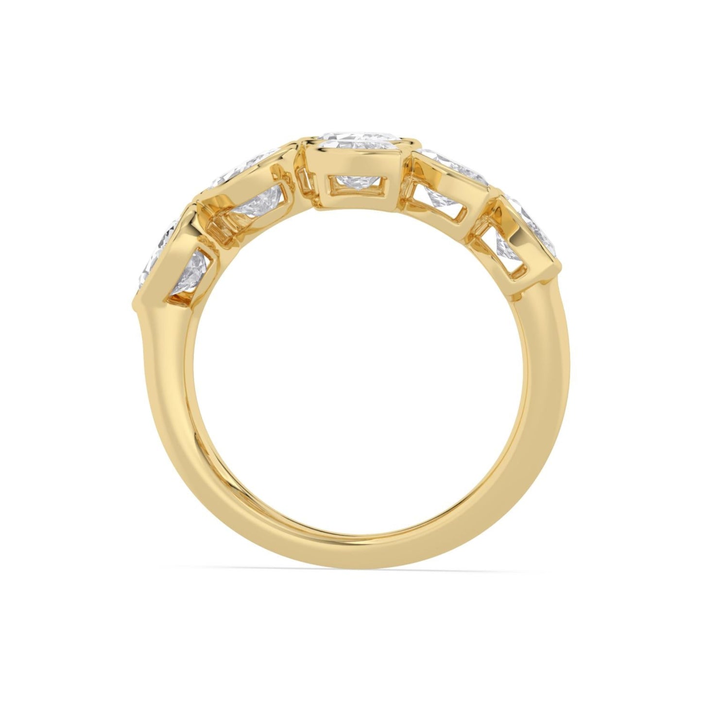 Lumeniri lab grown diamond bypass ring with oval and marquise cuts in a fluid sculptural 14K yellow gold setting