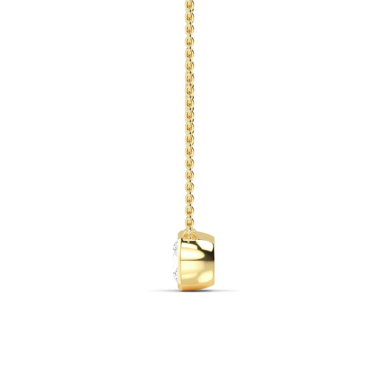 Lumeniri lab grown diamond solitaire pendant showcasing petite cushion cut stone in polished yellow gold