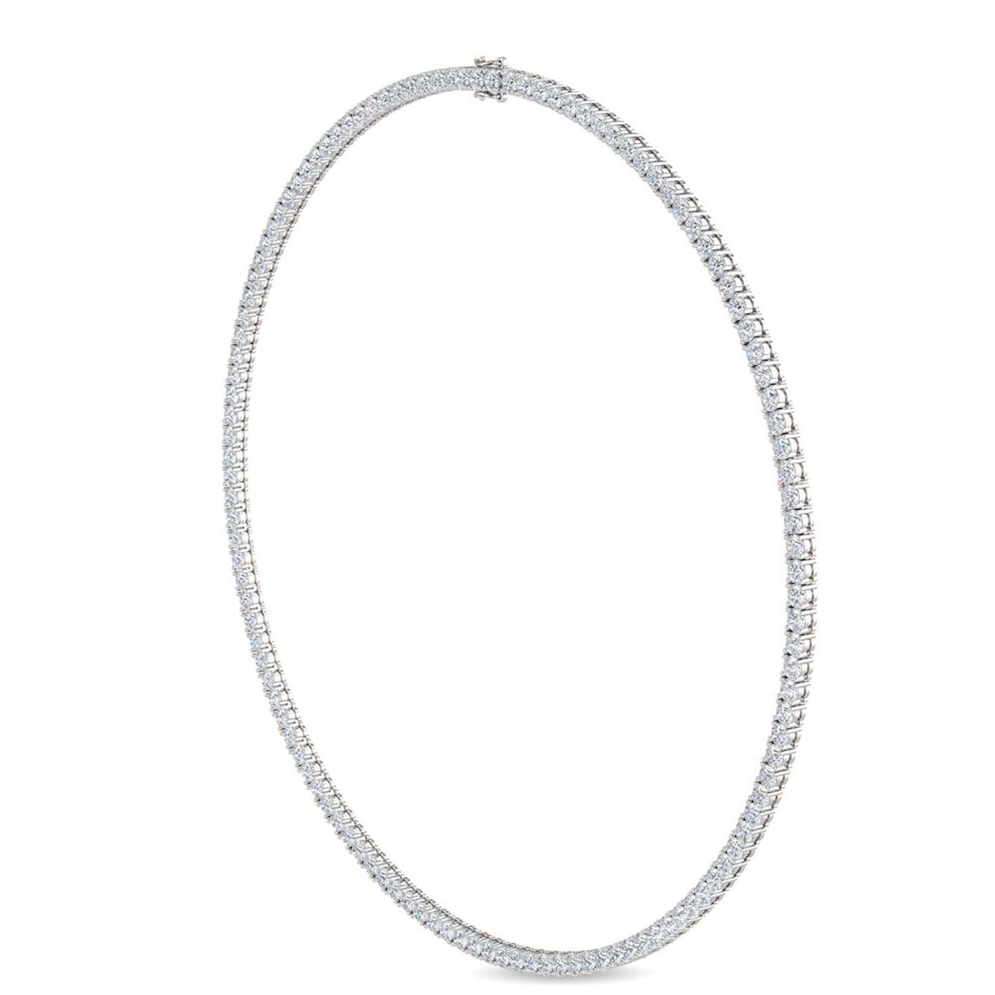 Lumeniri lab grown diamond tennis necklace showcasing round brilliant stones in refined 14K white gold 16 inch design
