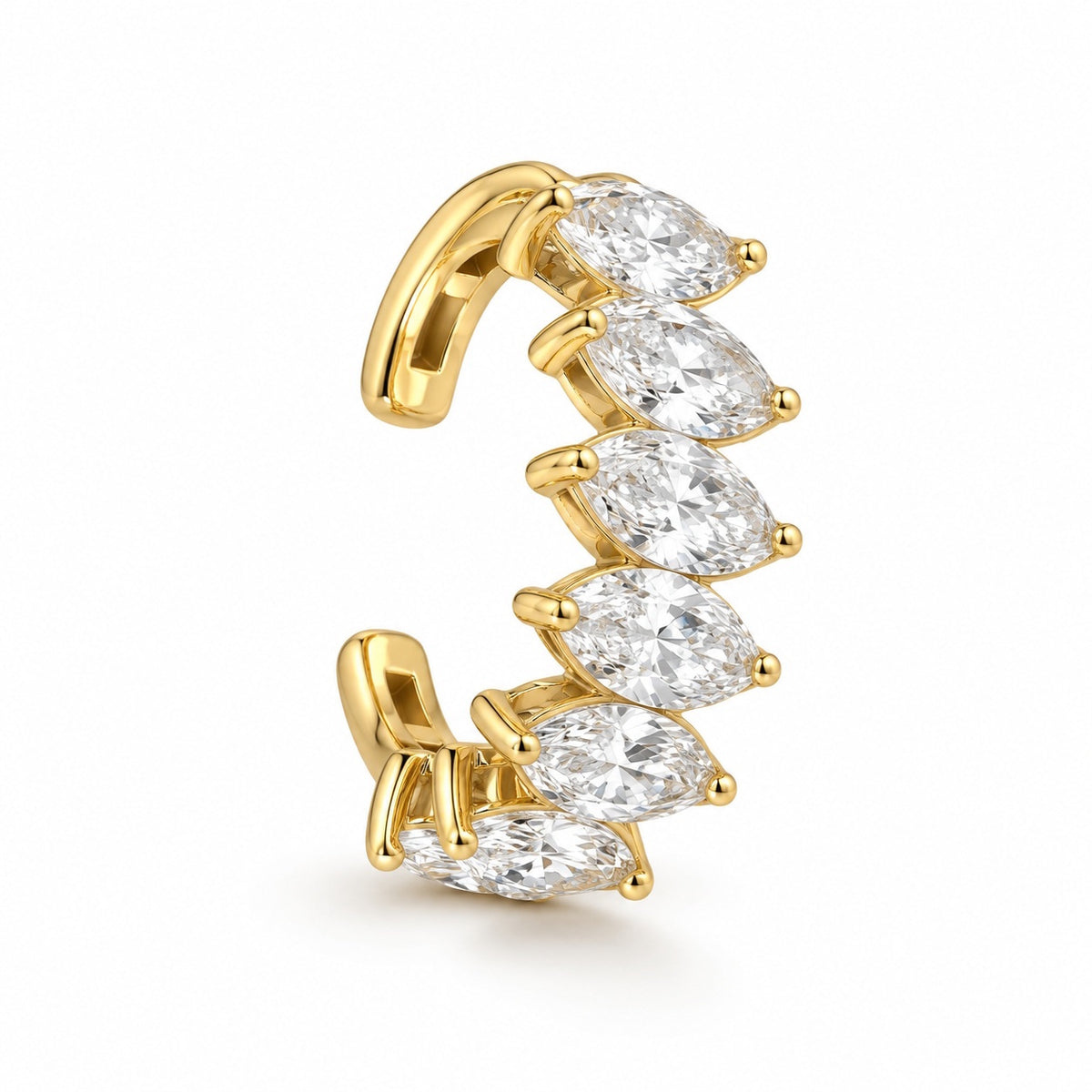 Lumeniri six-stone marquise lab-grown diamond hinged ear cuff in 14K yellow gold, 2.00 CTW