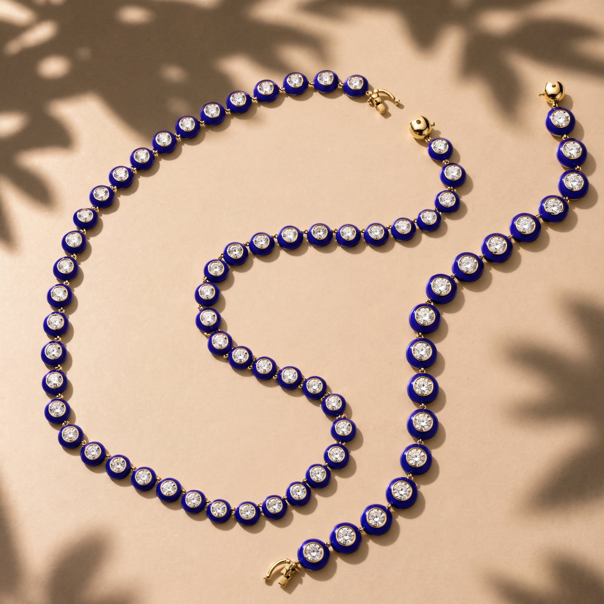 Pop Rocks by Lumeniri yellow gold necklace featuring 11.00 carats of colorless lab-grown diamonds and hand-painted enamel.